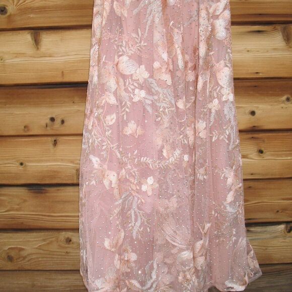 MAC DUGGAL  20214 Pink Embellished Long Sleeve V Neck A Line Gown - Picture 9 of 12